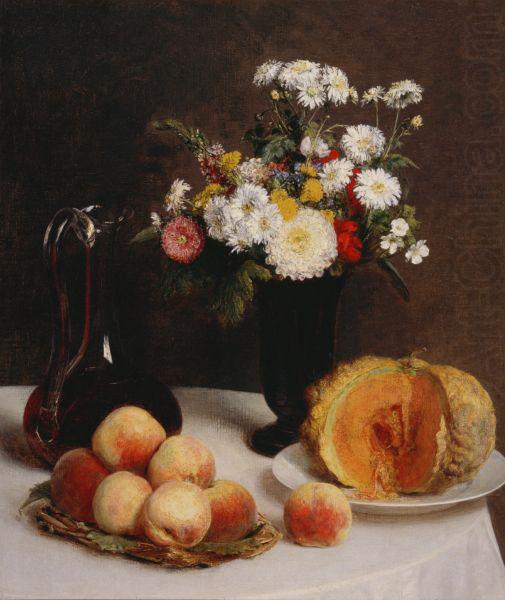 Henri Fantin-Latour Still Life with a Carafe, Flowers and Fruit china oil painting image